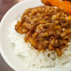 snacks of Chinese braised pork on rice