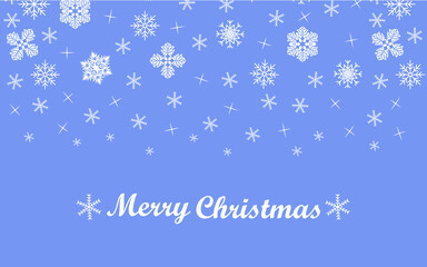 Blue background with white snowflakes. Winter, new year