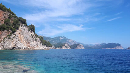 Adriatic sea coast in Petrovac, Montenegro