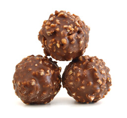 Chocolate candies isolated on white background cutout