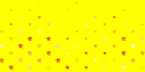 Light red, yellow vector background with covid-19 symbols.
