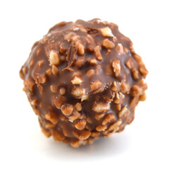 Chocolate candy with nuts isolated on white background