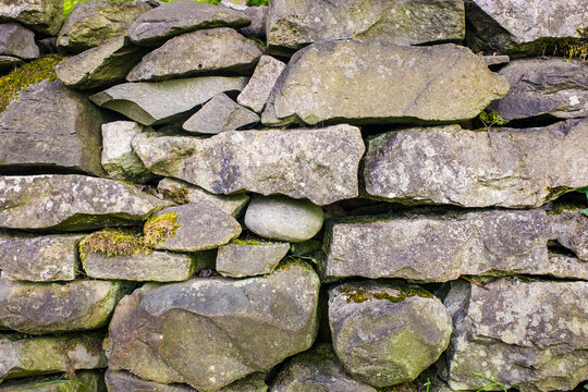 close up of a Dry Stone Wall in Cumbria England