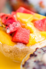fruit shaved ice with watermelon and mango