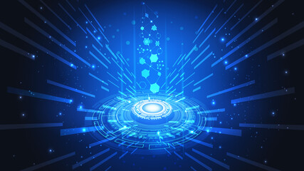 Abstract user HUD interface from glowing futuristic elements. High-tech digital network, communications, high technology.