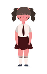 Girl kid cartoon with uniform design, Back to school education class lesson theme Vector illustration