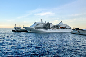 Fototapeta na wymiar Moored ship in the Monaco seaport