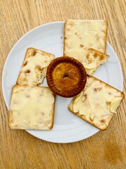 Buttered crackers and pork pie snack