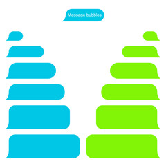 Bubble message design template for chat or website. Chat interface. Empty chat bubbles with place for text. Isolated. Flat style. Modern design. Vector
