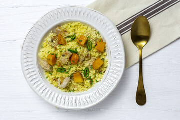 Healthy Homemade Couscous Salad with Chicken, Mango and Chilli