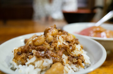 Chinese braised pork on rice