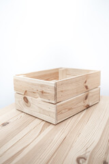 Wooden crate isolated on white background