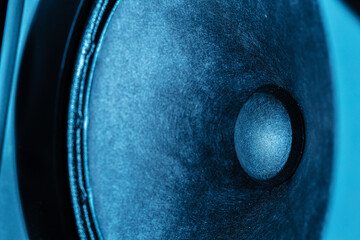 Stereo column of modern audio system close up