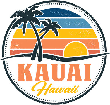 Vintage Kauai Hawaii Stamp Design