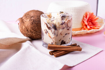 delicious vanilla and chocolate sweet natural milky ice cream