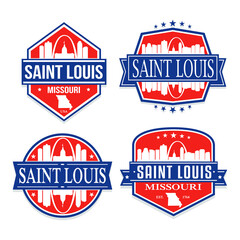 Saint Louis Missouri Travel Stamp Icon Skyline City Design Vector Badge. - obrazy, fototapety, plakaty