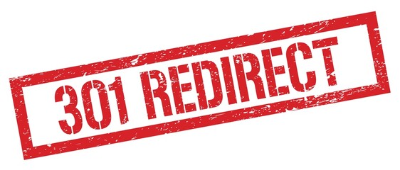 301 REDIRECT red grungy rectangle stamp.