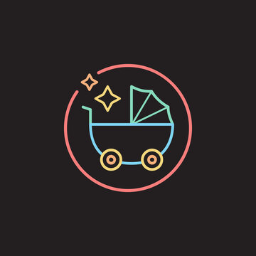 Baby shop vector illustration icon. Simple kids store logo with baby carriage, stroller. Isolated.