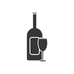 champagne bottle and glass icon, silhouette style