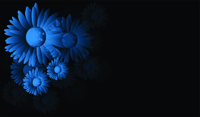 abstract Blue Gradient flower background,floral background with flowers,Vector Flowers background.