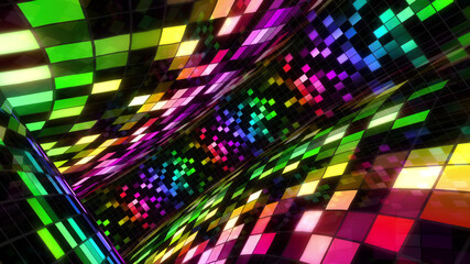 Disco Dance Floor Wall illumination Square Light Panel abstract 3D illustration background
