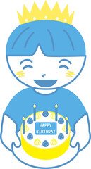 誕生日ケーキを持つ笑顔の男の子