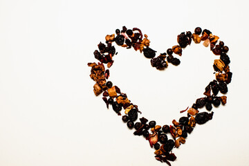 
heart made of tea elements