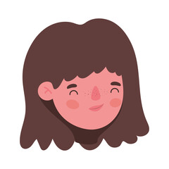 Girl head cartoon design, Kid childhood little people lifestyle casual person cheerful and cute theme Vector illustration