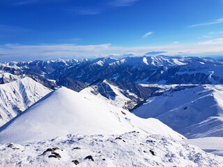 Naklejka premium Mountain peaks in Gudauri (Georgia) skiing resort