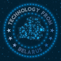 Technology From Belarus. Futuristic geometric badge of the country. Technological concept. Round Belarus logo. Vector illustration.