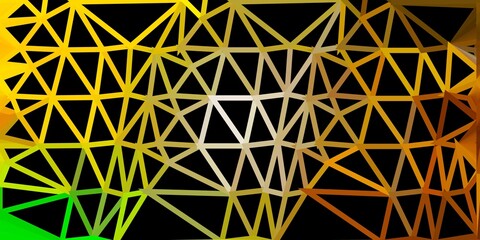 Dark green, yellow vector triangle mosaic backdrop.