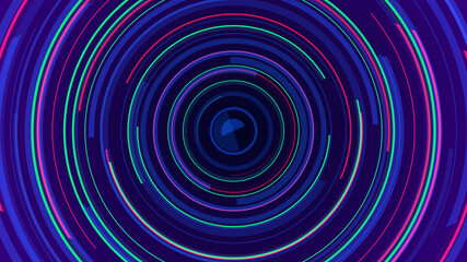 Circle neon lines technology Hi-tech blue background. Abstract graphic digital future concept design.