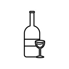 wine bottle and glass icon, line style