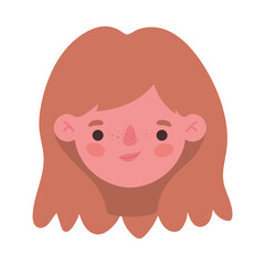 Girl head cartoon design, Kid childhood little people lifestyle casual person cheerful and cute theme Vector illustration