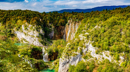 Fototapeta na wymiar Plitvice Lakes National Park, which is a UNESCO World Heritage site