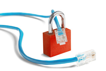 padlock with internet cable idea for computer protection