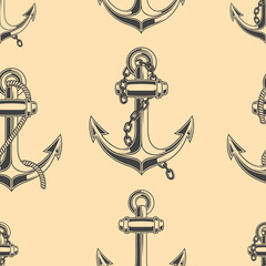 Seamless pattern with anchors illustrations. Design element for poster, card, banner, menu, flyer.