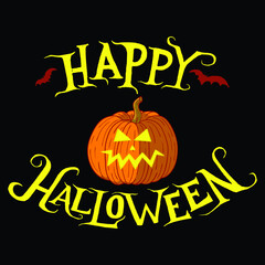 Happy halloween background with pumpkin T-shirt Design