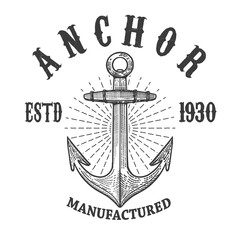 Emblem template with anchor. Design element for logo, sign, badge, t shirt.