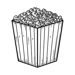Set of Illustration of popcorn box in engraving style. Design element for logo, label, sign, poster, t shirt.