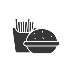 hamburger and french fries icon, silhouette style
