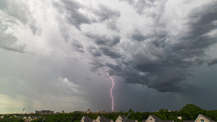 Lightning strike over College Station, Texas