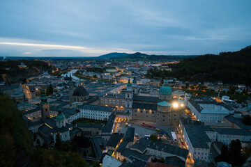 Fototapeta na wymiar Sunset panorama of Salzburg, Austria