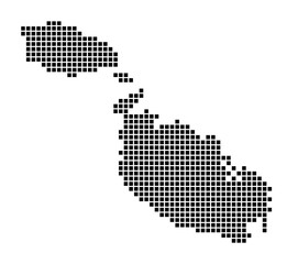 Malta map. Map of Malta in dotted style. Borders of the island filled with rectangles for your design. Vector illustration.