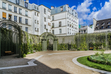 The Anne Frank garden, behind the Centre Georges Pompidou. Marais, Paris, France.