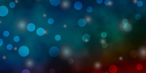 Light Blue, Red vector background with circles, stars. Abstract illustration with colorful spots, stars. Pattern for wallpapers, curtains.