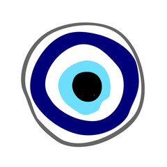 Craft hand drawn Turkish evil eye. Mandala greek evil eye. Symbol of protection in Turkey, Greese, Cyprus. Blue Turkish Fatima's Eye. Amulet from evil eye. Nazar. Magic item, attribute