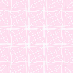 Abstract Hand Drawn Geometric Childish Style Vector Pattern. Pink Background. Geometric Seamless Vector Pattern