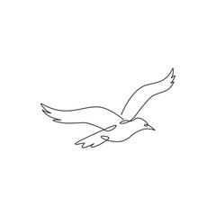 Obraz premium One single line drawing of wild seagull for company business logo identity. Cute bird mascot concept for conservation national park symbol. Continuous line draw design graphic illustration vector