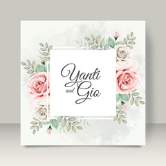 Beautiful wedding card with floral and splash watercolor